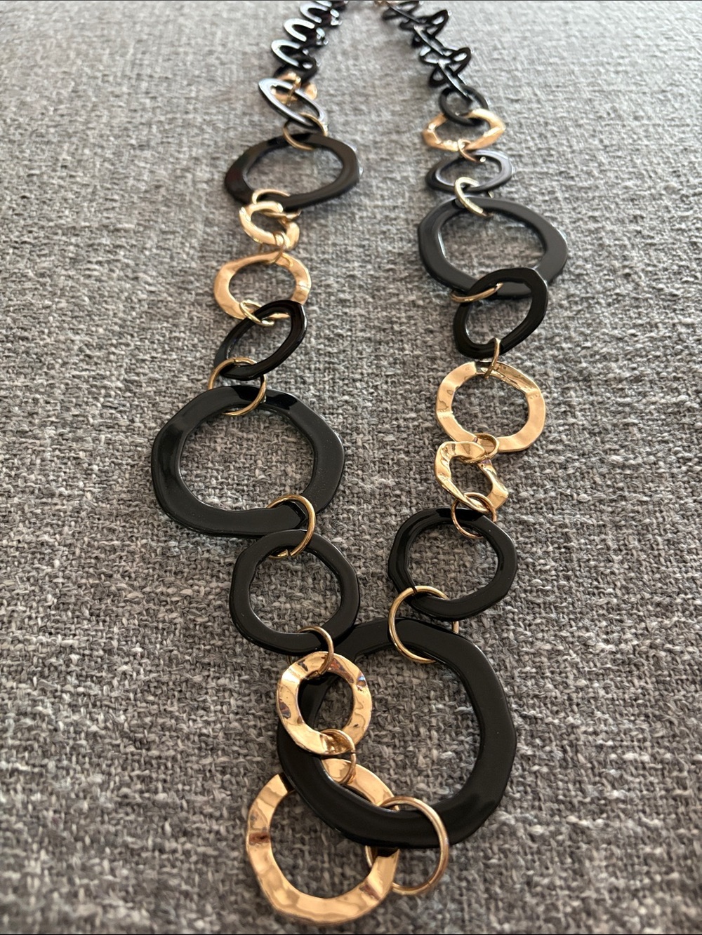Black and Gold Interlocking Ring Necklace